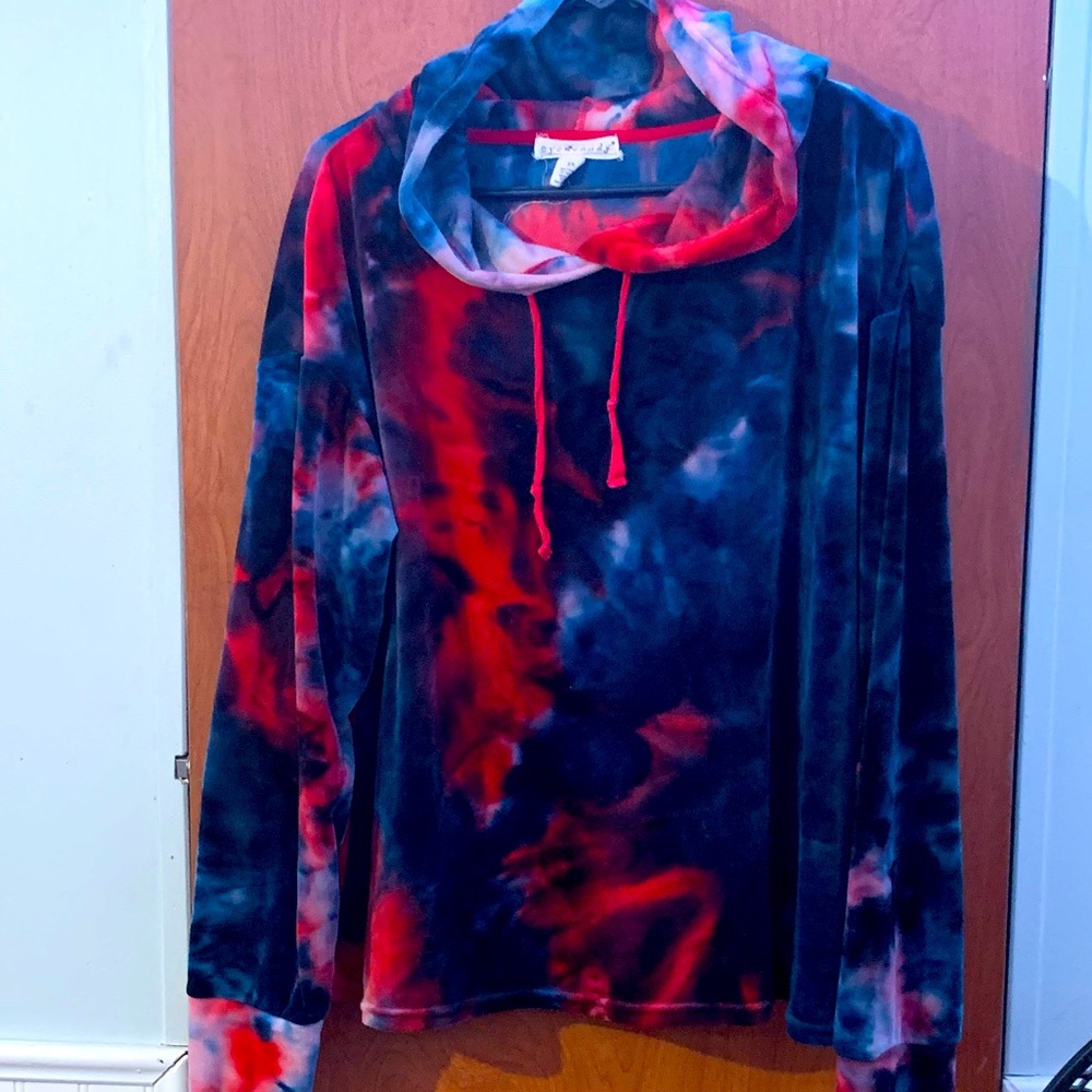 Red and blue tie dye jogger set